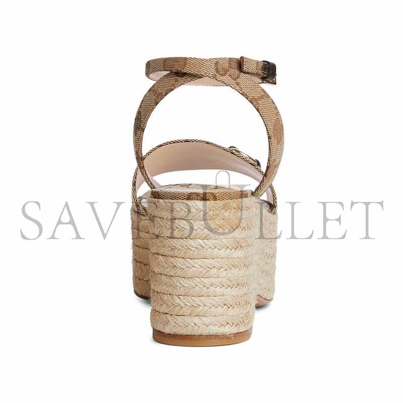 GUCCI LADY HORSEBIT GG PLATFORM ESPADRILLE SANDALS 816692